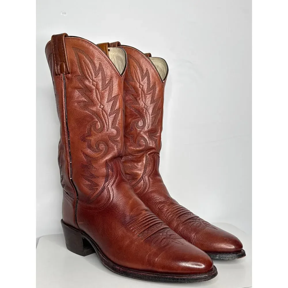 1990s Dan Post Brown Leather Western Cowboy Boots 10.5D